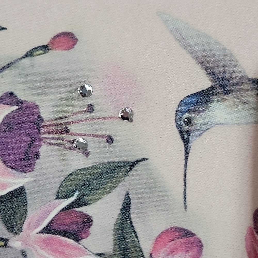 Vintage Floral Pink Bird Nature Grandma Short Sleeve Sweatpant Sweatshirt Medium - Picture 4 of 9